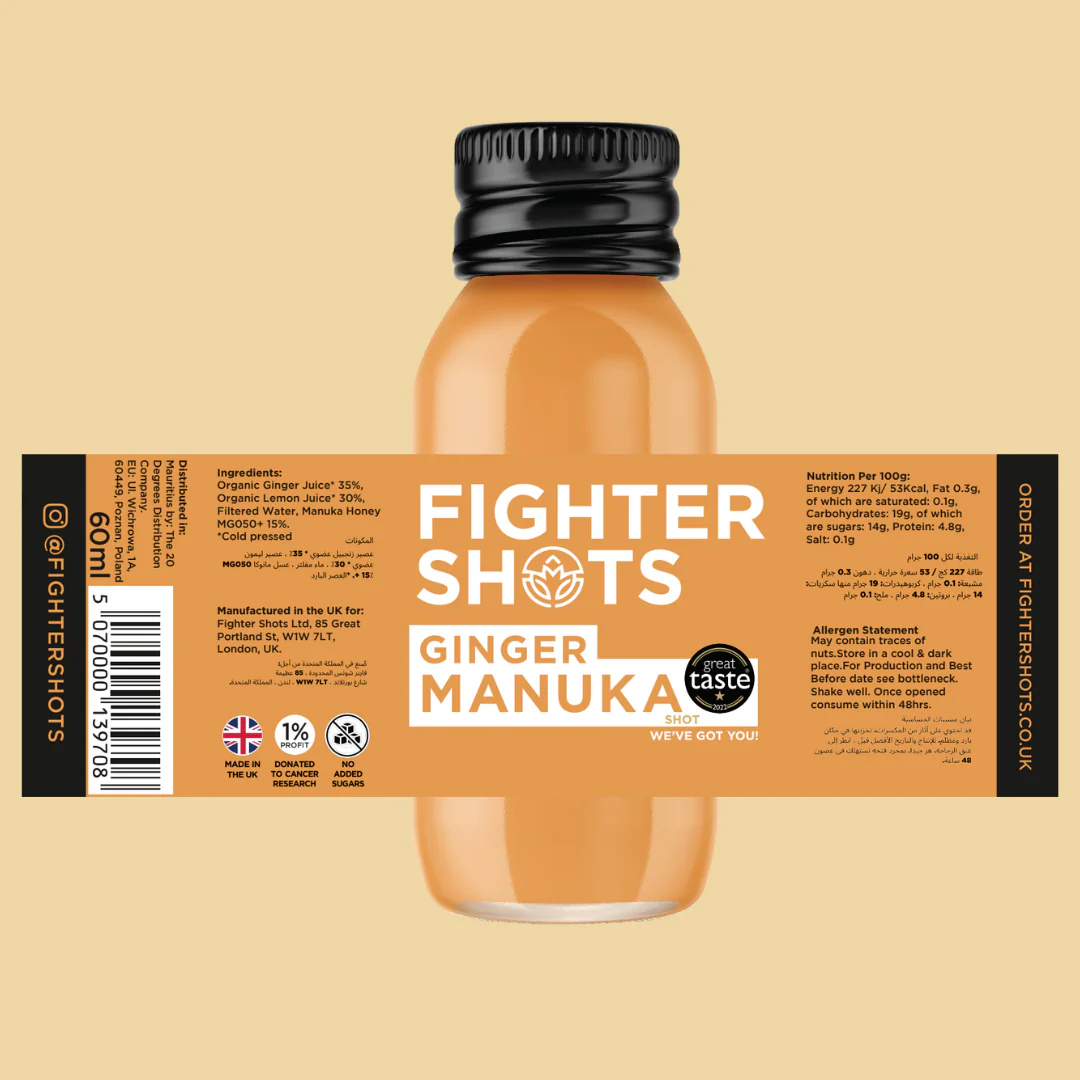 Fighter Shots – Ginger & Manuka Honey (12x60ml)