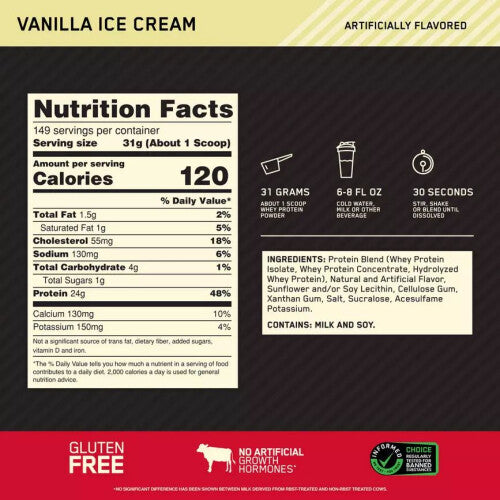 Optimum Nutrition Gold Standard 100% Whey 4.54kg Vanilla Ice Cream