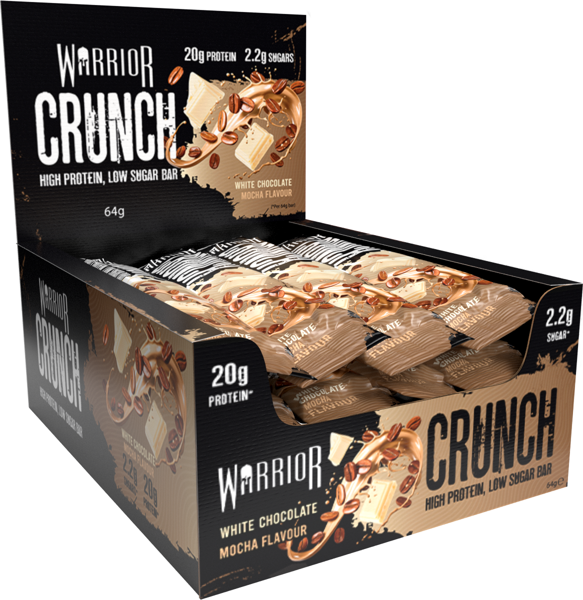 Warrior Crunch Bars 12x64g White Choc Mocha product image