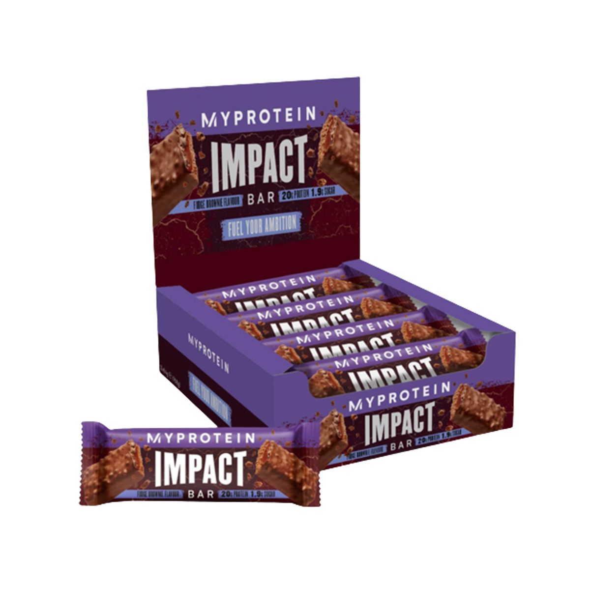 MyProtein Impact Protein Bar – 12x64g Fudge Brownie | High-Protein, Low-Sugar Snack