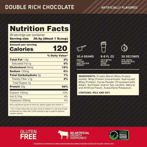 Optimum Nutrition Gold Standard Whey – 899g Double Rich Chocolate