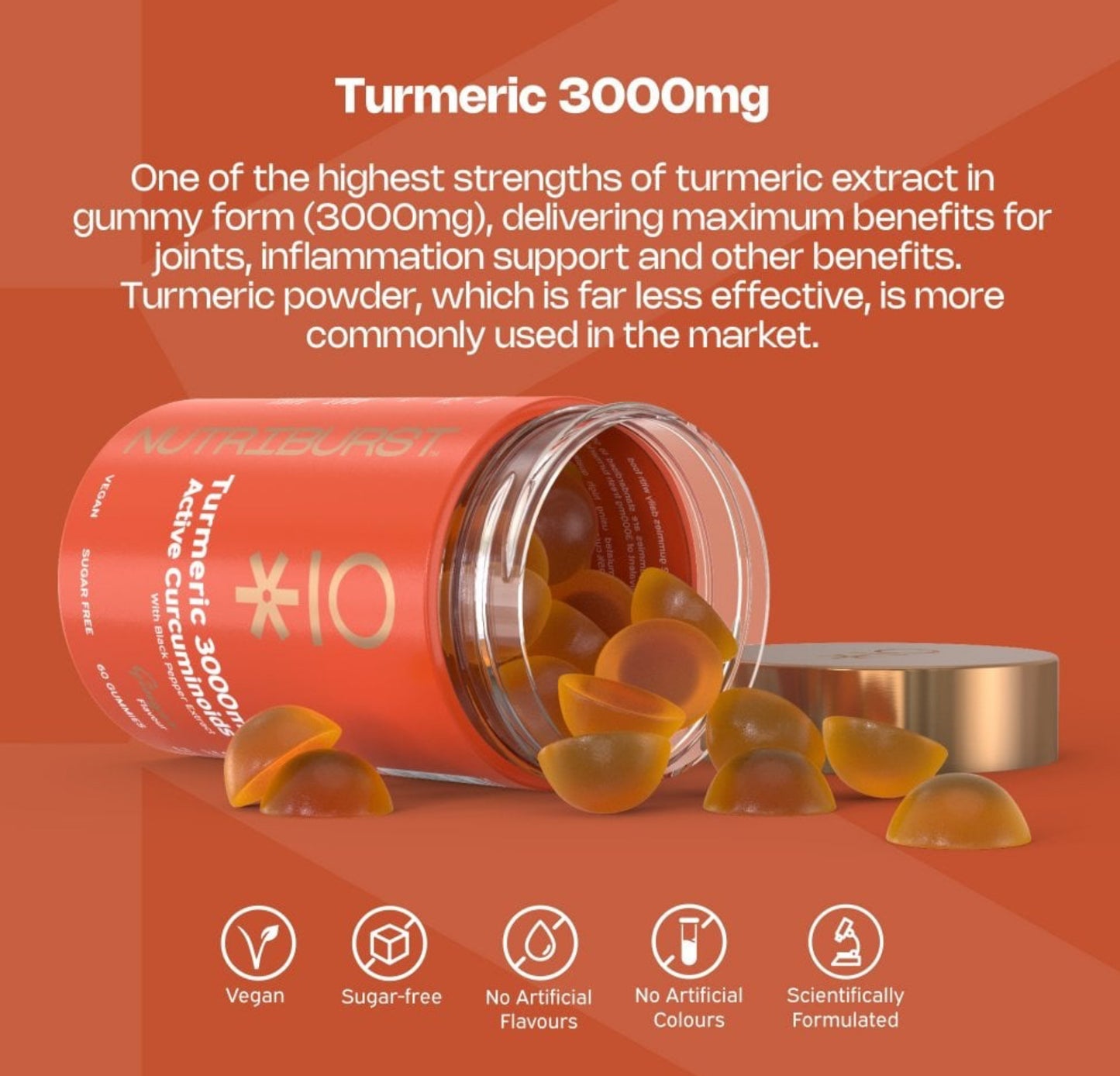 Nutriburst Tumeric 3000mg 60 Gummies- Ginger Flavour