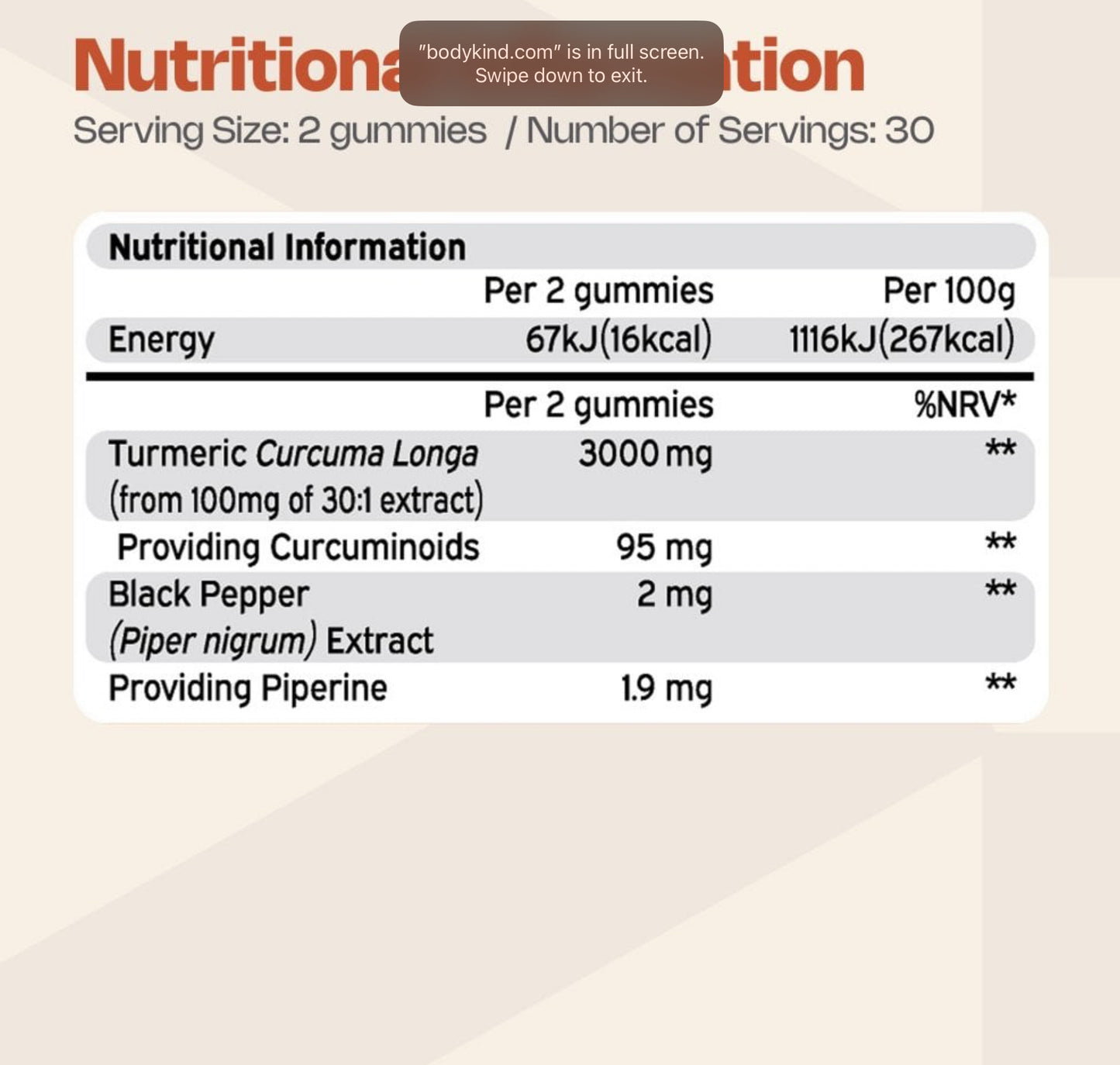 Nutriburst Tumeric 3000mg 60 Gummies- Ginger Flavour