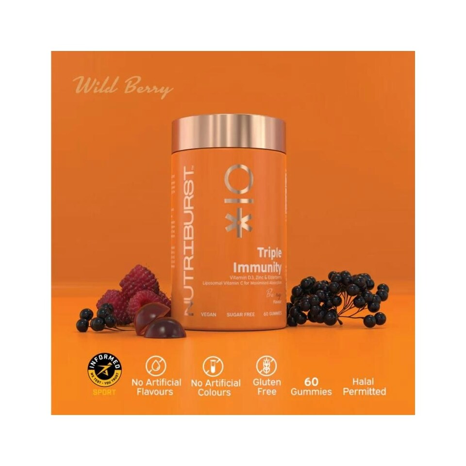 Nutriburst Triple Immunity 60 Gummies-Berry