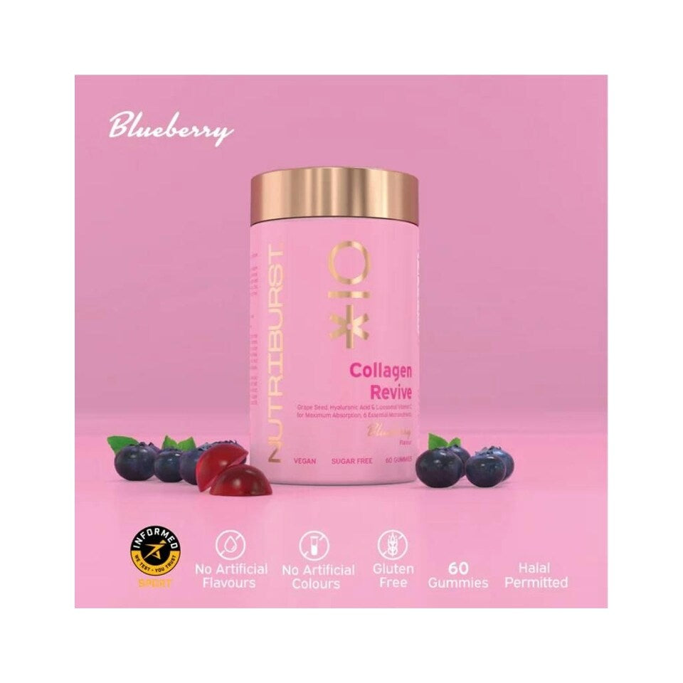 Nutriburst Collagen Revive 60 Gummies- Blueberry