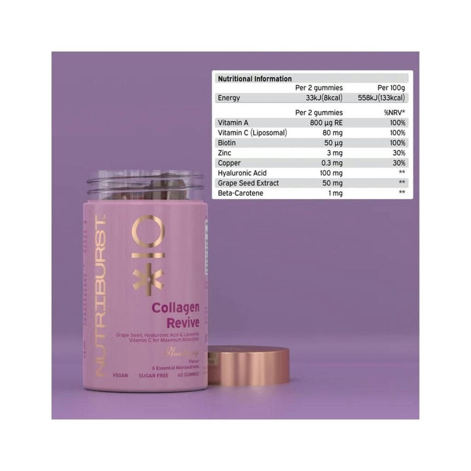 Nutriburst Collagen Revive 60 Gummies- Blueberry