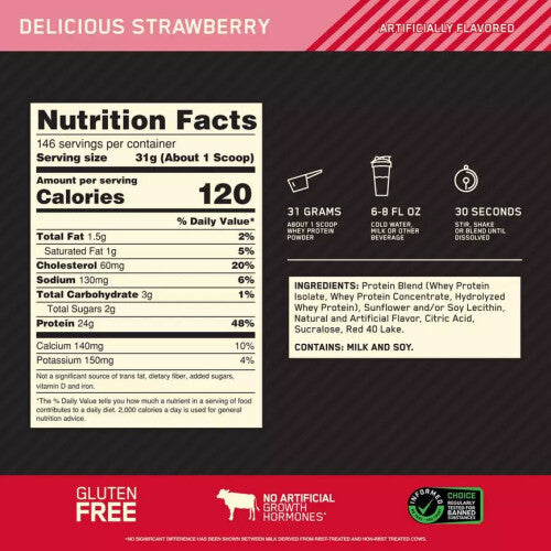 Optimum Nutrition Gold Standard 100% Whey 4.54kg Delicious Strawberry