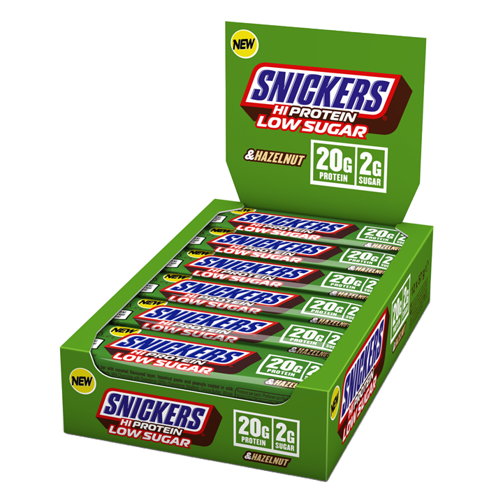 Snickers Low Sugar High Protein Bar Hazelnut Milk Chocolate box