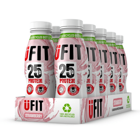 UFIT Protein RTD Strawberry 8x500ml ready to drink protein shake bottles