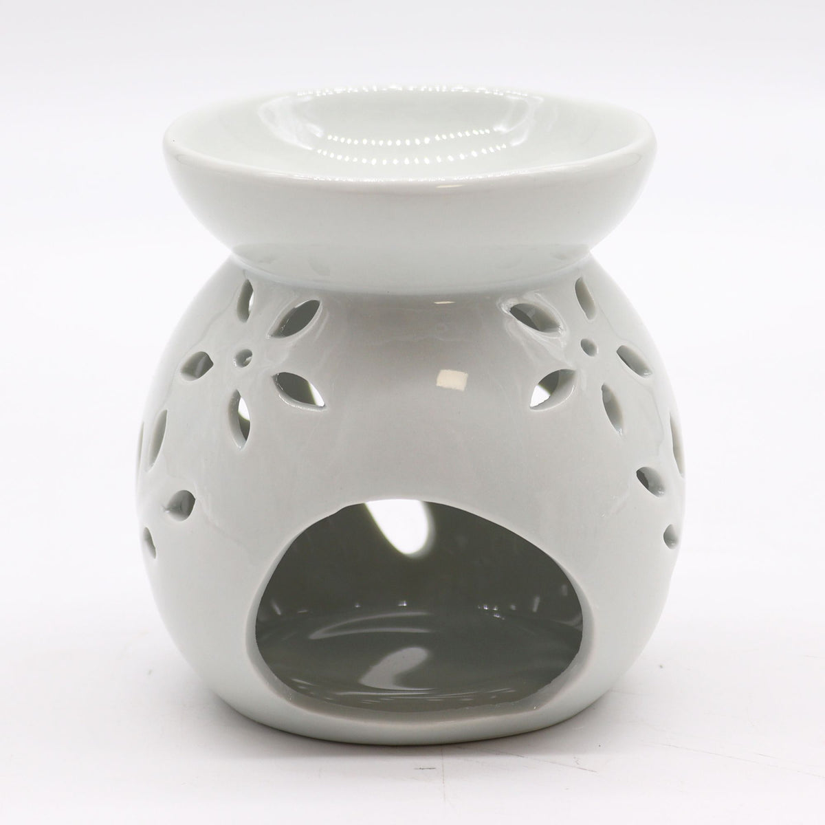 White Ceramic Oil & Wax Melt Burner – Tree Cut-out