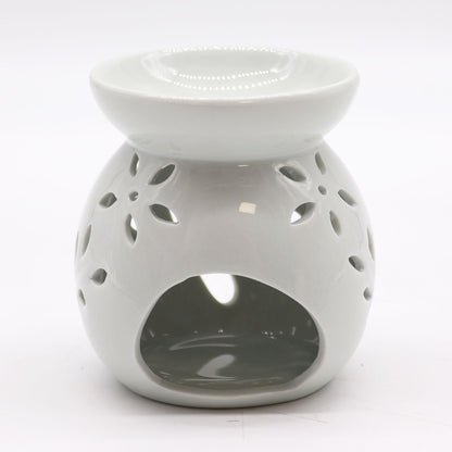 White Ceramic Oil & Wax Melt Burner – Tree Cut-out